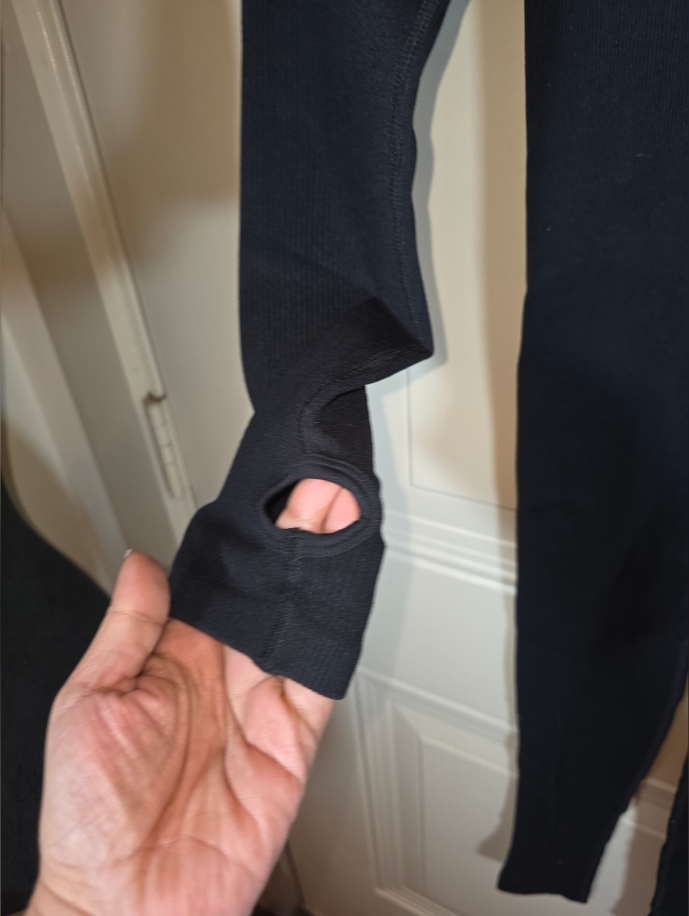 Black Ribbed Square-Neck Jumpsuit - Picture 3 of 10